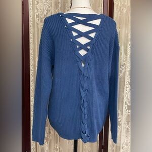 POOF APPAREL LACED BACK SWEATER - SZ LARGE